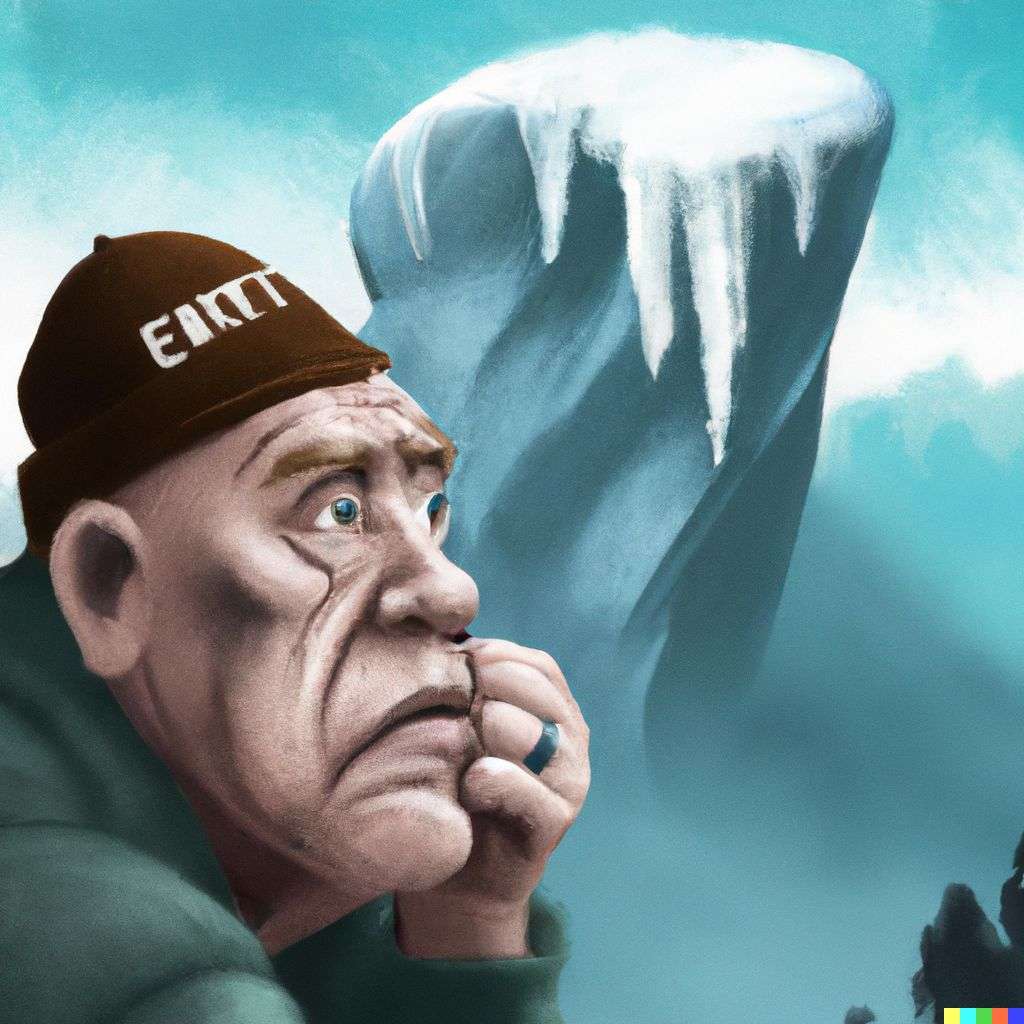someone gazing at Mount Everest, digital art, caricature
